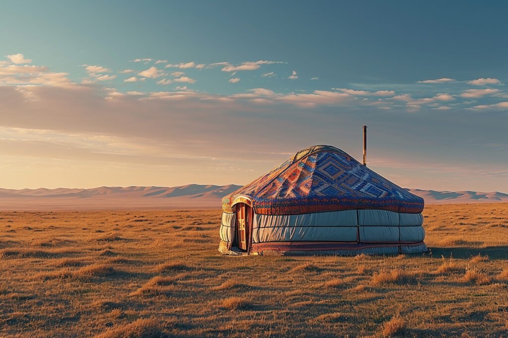 a nomadic retreat with a beautifully patterned yurt generative ai a nomadic retreat with a beautifully patterned yurt generative ai